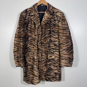 Pronti Vintage 100% Pony Hair Cheetah Print Long Jacket Coat Men's Size Large